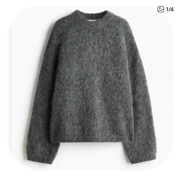 H&M Sweaters - H&M mohair blend charcoal grey oversized fuzzy loose fit minimal scandi girl
